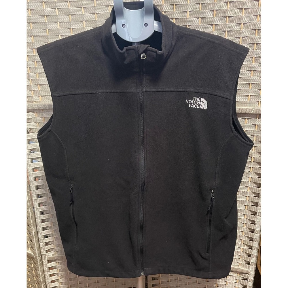The North Face Mens Black Fleece Full Zip Vest Sleeveless Jacket Size Large